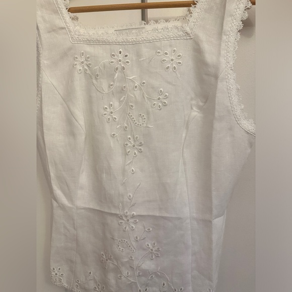 NEW Reformation Lorie Sleeveless Linen  Top in White Lace | size 2 - Picture 8 of 12
